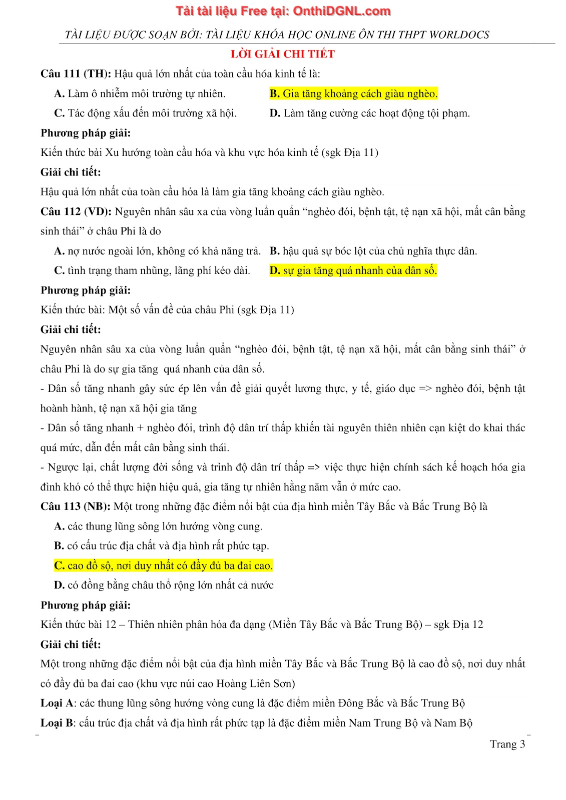 150bài tập môn Địa Lý - Ôn thi ĐGNL ĐHQG TP hà nội