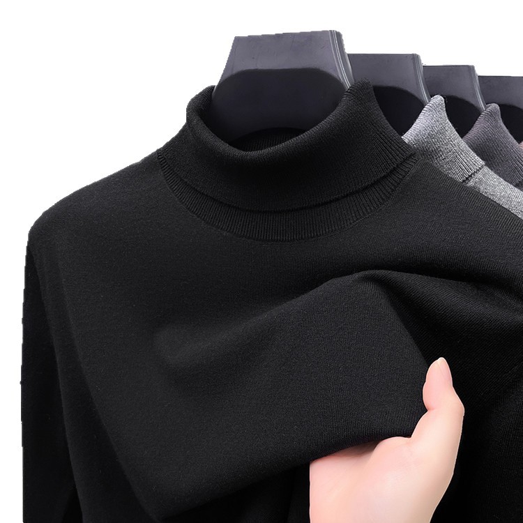 Men's sweater made of silk and sheep wool, standing collar