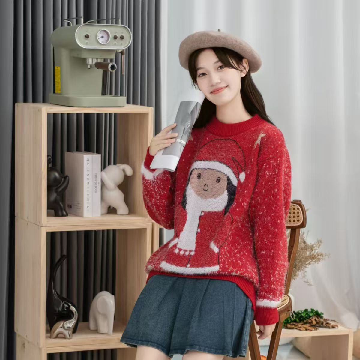 Women's Christmas Sweater with Christmas Tree Motif