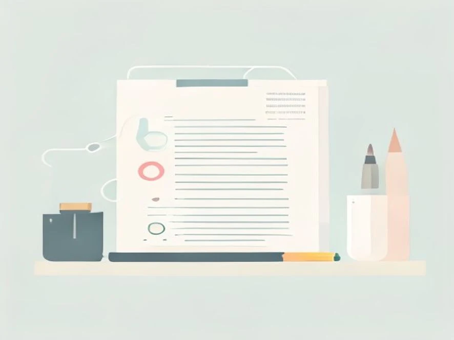 깔끔한 책상 위에 놓인 의료비 영수증과 청구 서류, 청진기 일러스트