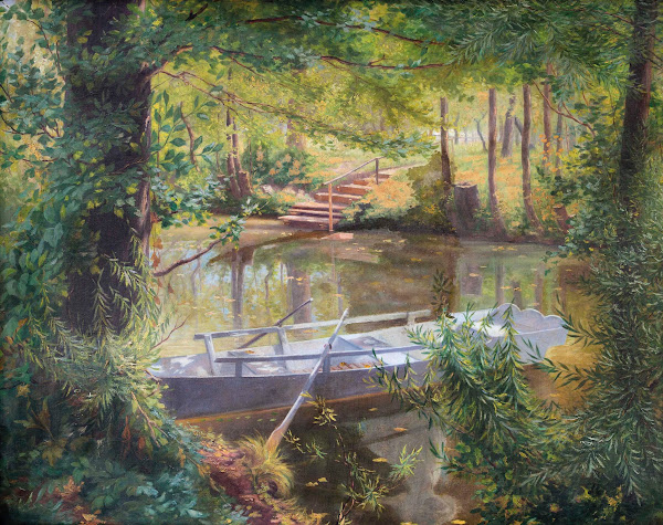 Ruderboot Am Flussufer