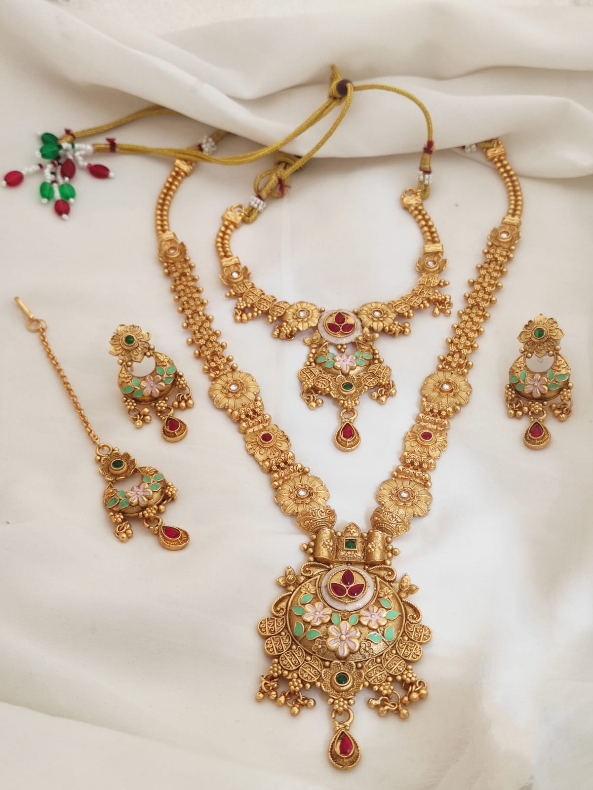 Traditional Kalyani Pushpa Temple Royale Jewellery Set with Earrings for Women