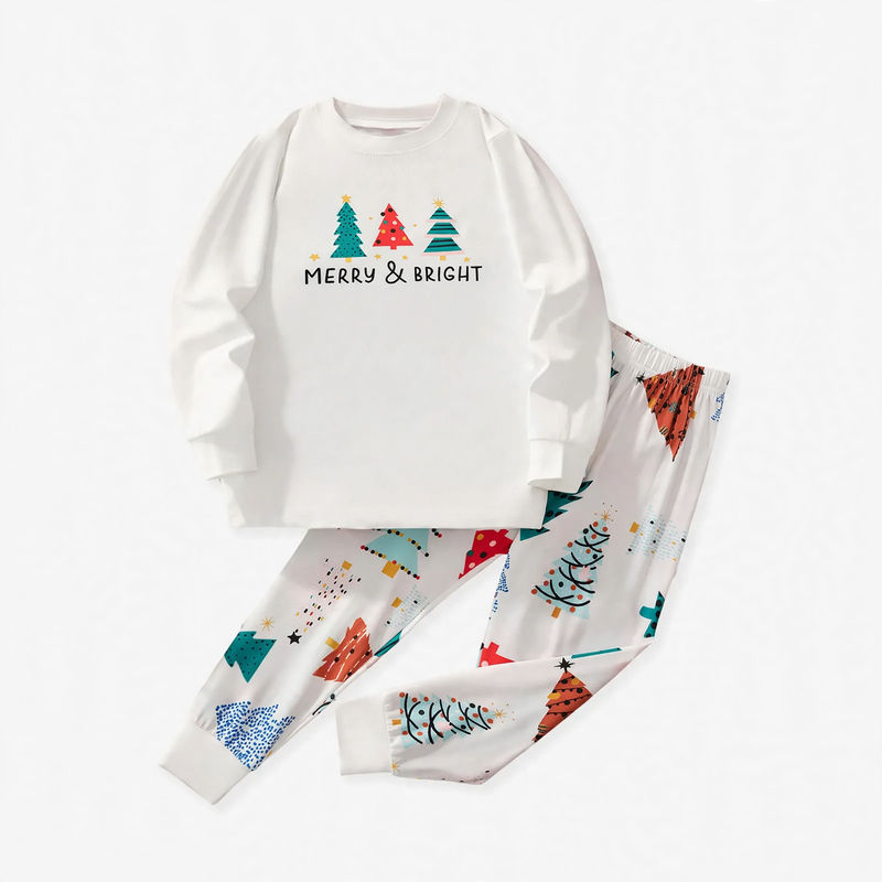 Kids Pajama Set, Long Sleeve, Christmas Motif, Breathable
