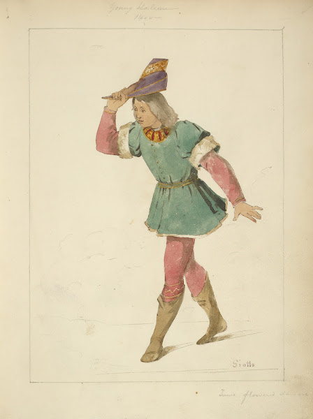 Young Italian 1400 Tunic flowered damask 1840