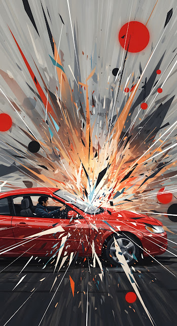Dynamic Red Car Collision Abstract Vector Graphic - Free mobile Wallpaper