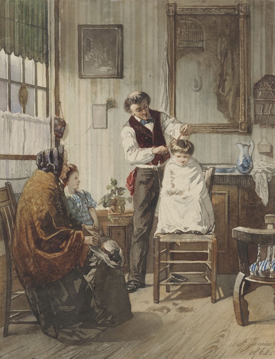 Kind bij de kapper 1862