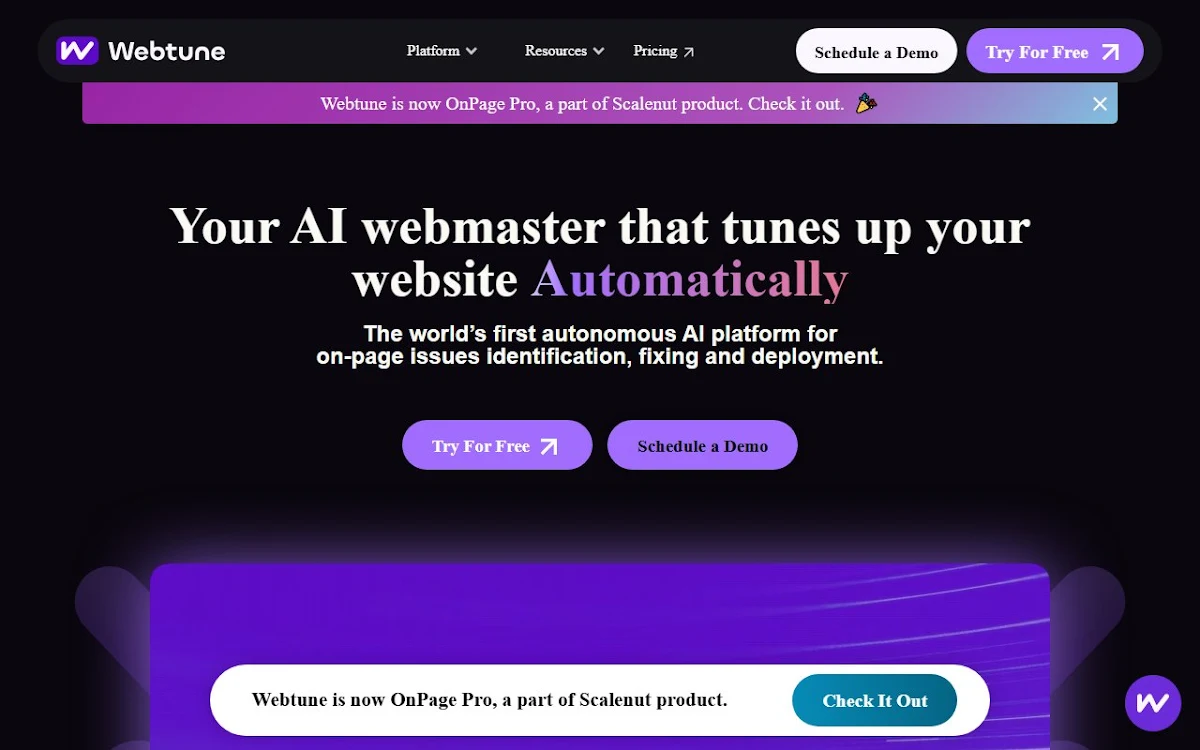 Captura de Webtune AI