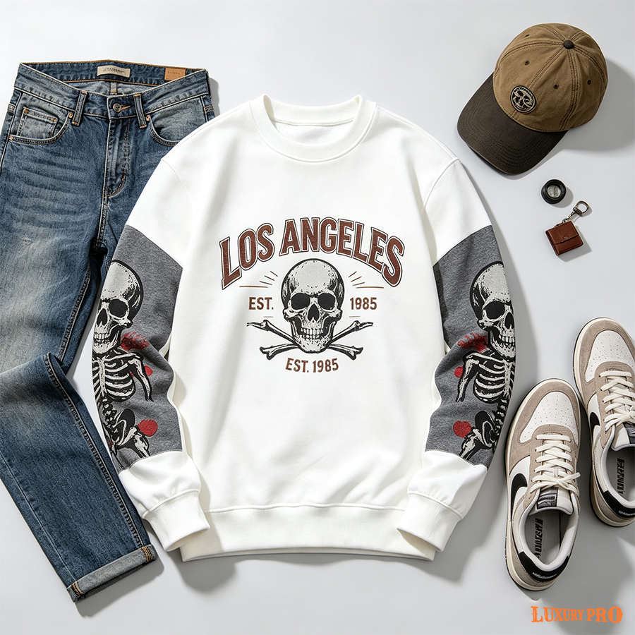 AOP Crew neck realistic line hockey cardigan