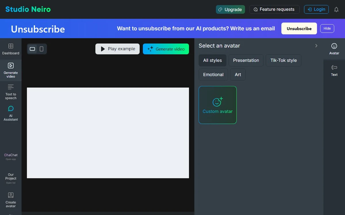 Captura de Studio Neiro AI