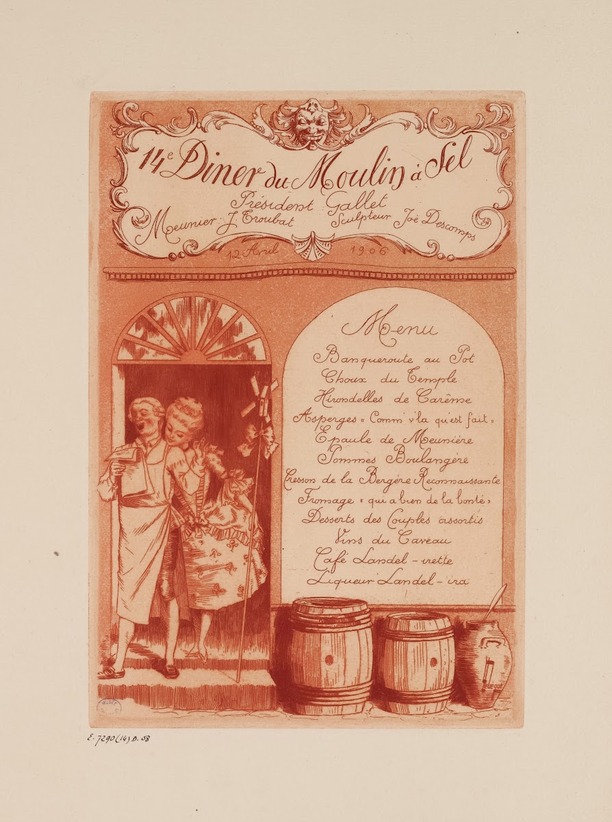 14e dîner du Moulin à Sel le 12 avril 1906 sous la présidence de Gallet 1906