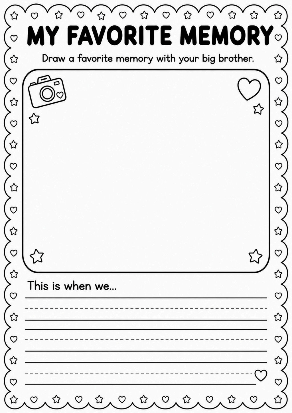 My Favorite Memory Writing Worksheet