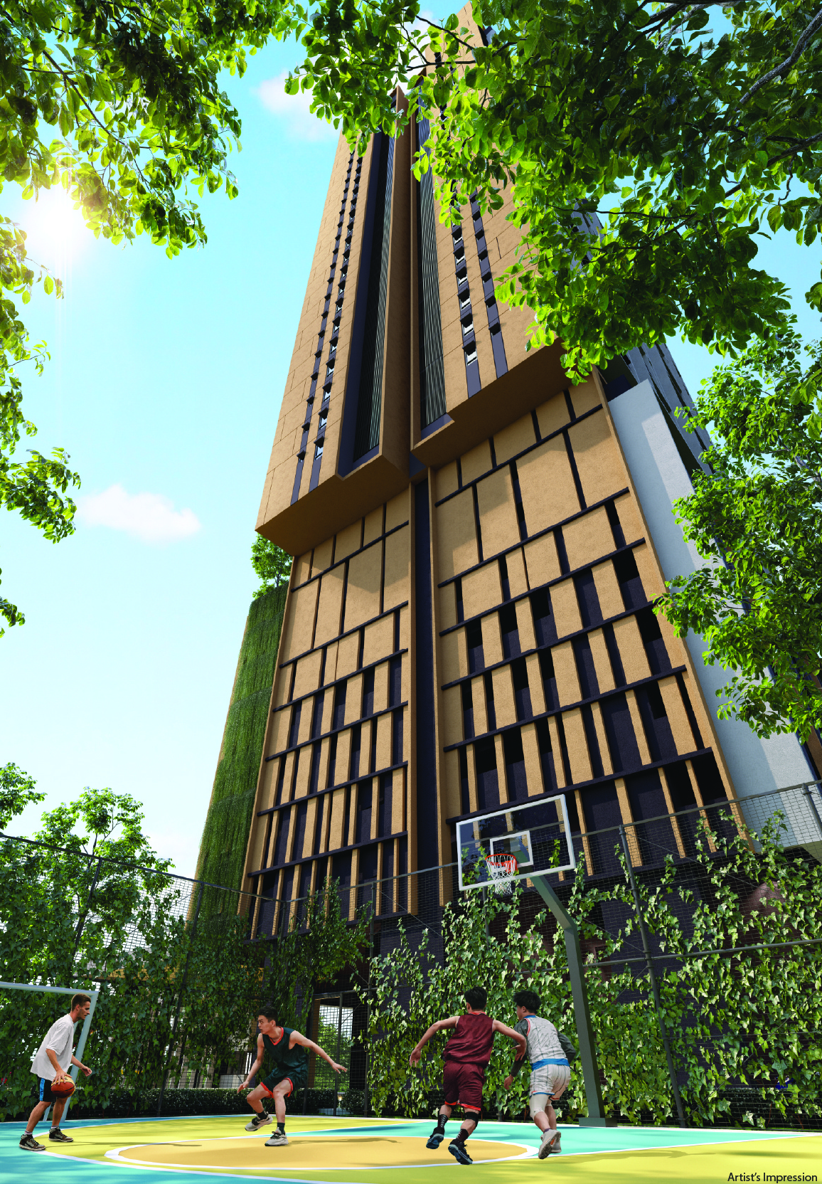 D'Evia Residences @ Kwasa Damansara — tower through trees