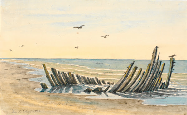 Wreck on the beach Nordstranden sank on the 9th of May 1832 1833