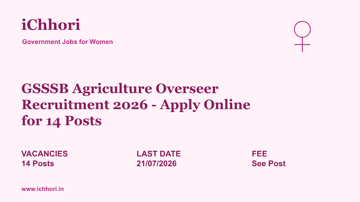 GSSSB Agriculture Overseer Recruitment 2026 - Apply Online for 14 Posts - iChhori