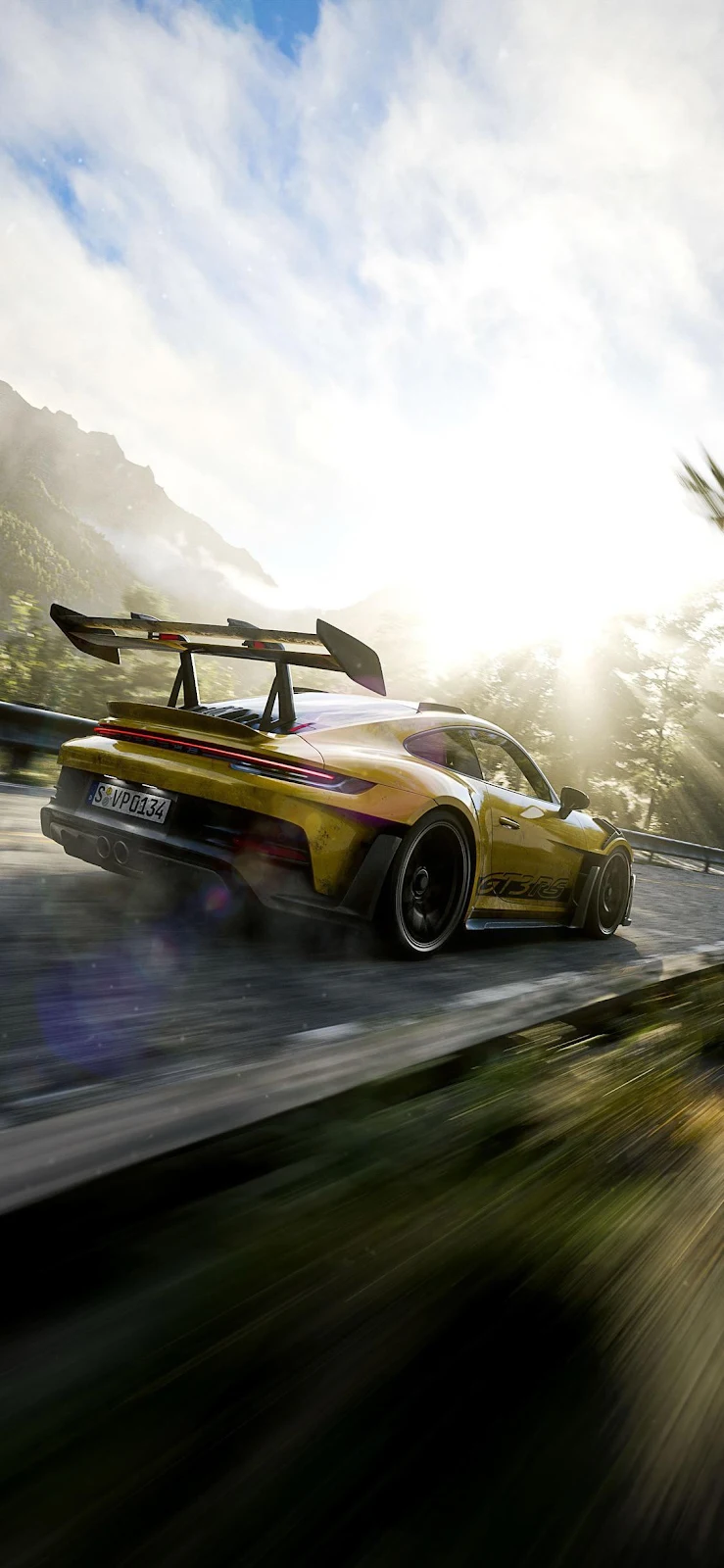 Yellow Porsche 911 GT3 RS - Automotive Photography Full HD iPhone Wallpaper (1125x2436)