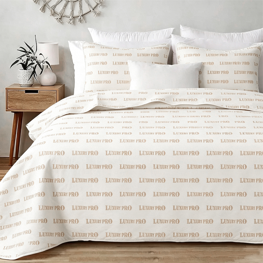 Free-Stitch Quilted Cotton Quilt Three-Piece Set