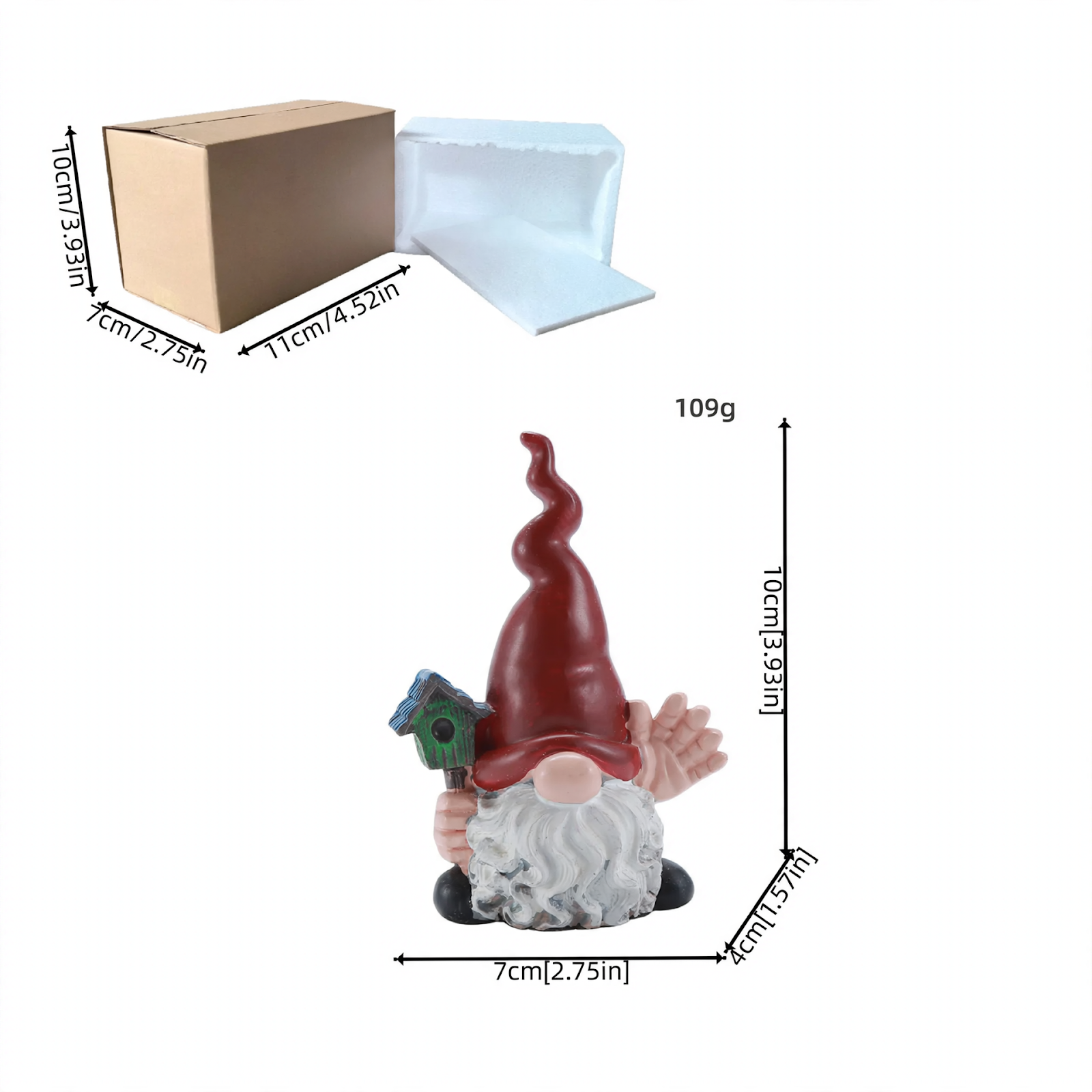 Mini gnome, faceless, resin figure, 7x4.5x8.5 cm