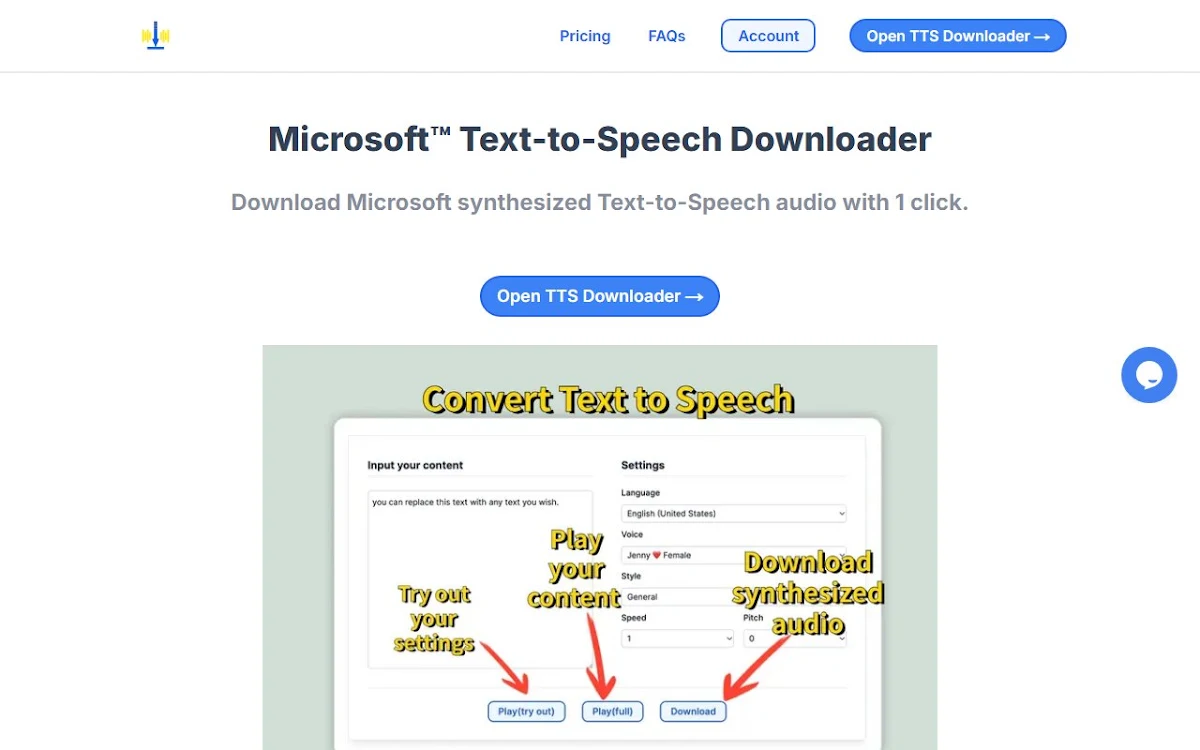 Captura de MS Text-to-Speech Downloader