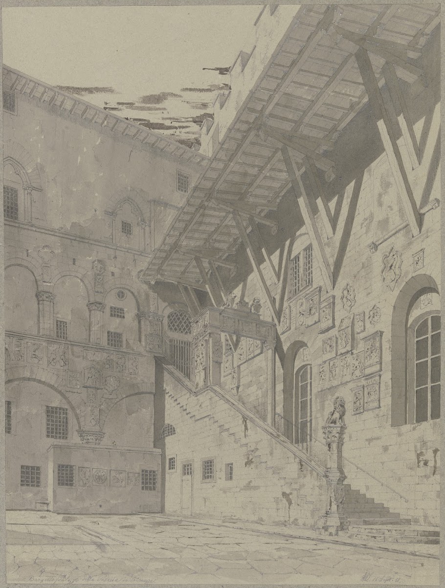 Hof des Bargello in Florenz 1851