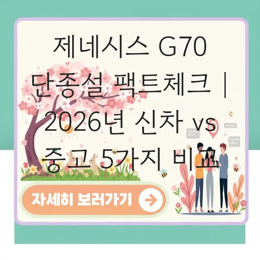 제네시스 G70 단종설 팩트 체크 및 현재 시점 신차 구매 vs 중고 구매 비교 분석 대표 이미지