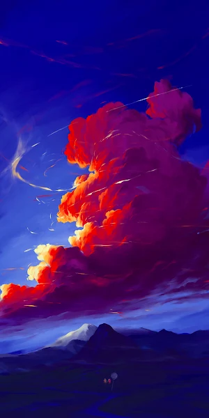Digital Art, Landscape, Clouds, Painting 2K iPhone Wallpaper Background