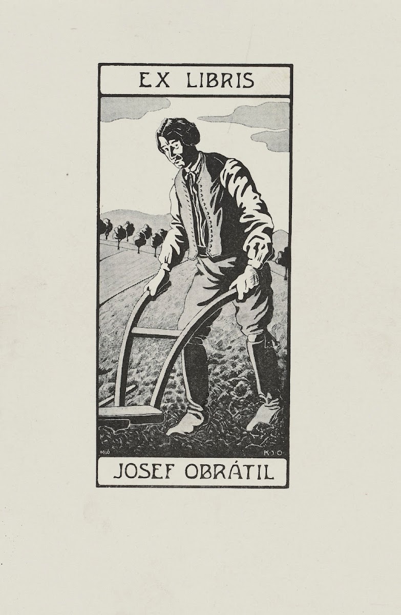 Bookplate of Josef Obrátil Obrátil 1910