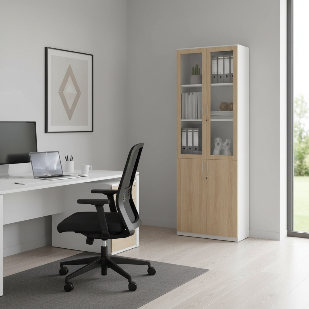 RADAR Color Full Height Four-Door Glass Cabinet