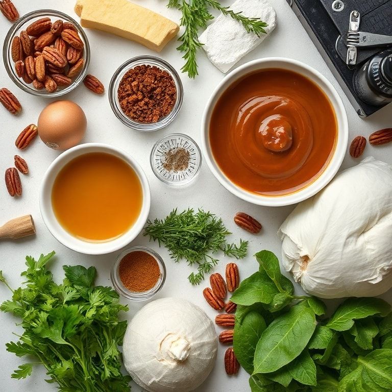 Ingredients for Homemade Butter Pecan Cake with Salted Caramel Sauce: Easy, Quick & Decadent