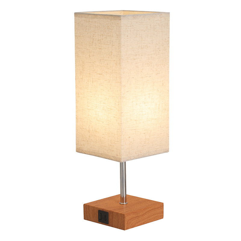 Table lamp with wooden base, LED, USB charging, model HCG-TD1009