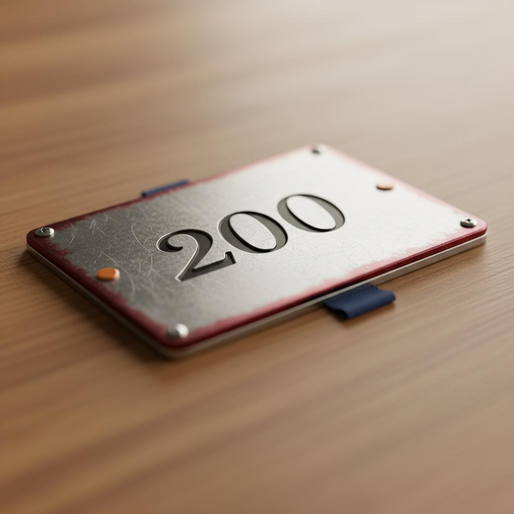 Nahaufnahme einer gravierten Metalltafel auf Holztisch mit Fokus auf Jahreszahl und rubinroten Nuancen am Rand – rubin symbol 40 jahre ehe