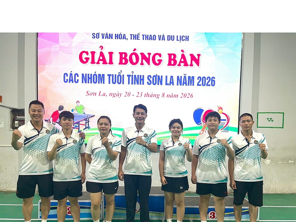 Đoàn vận động viên Trường Đại học Tây Bắc thắng lớn tại giải bóng bàn các nhóm tuổi tỉnh Sơn La năm 2026