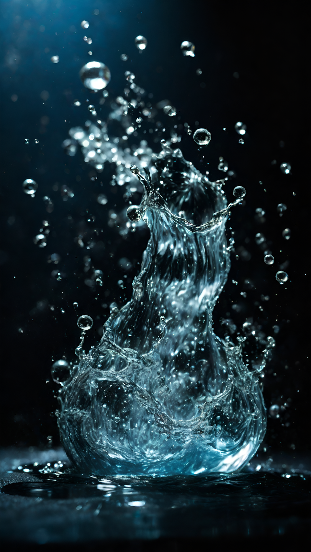 Dynamic Water Splash Sculpture Dark Background - Free 4K mobile Wallpaper