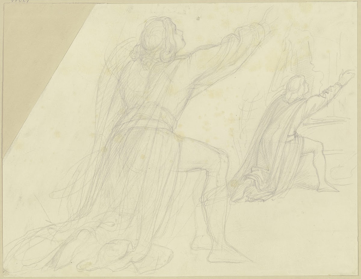 Vorstudie zum Heinrich von Ofterdingen im Freskogemälde des Wartburgsaals ca 185