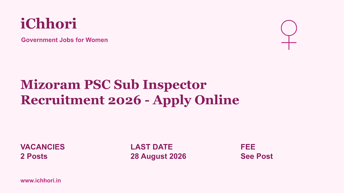 Mizoram PSC Sub Inspector Recruitment 2026 - Apply Online - iChhori