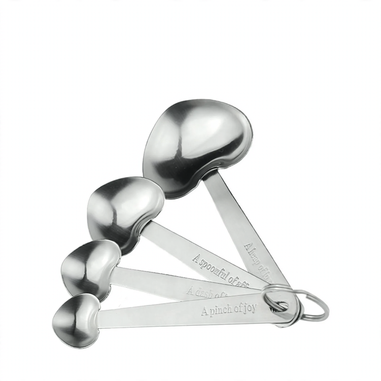 4-piece Measuring Spoon Set Heart Shape, Stainless Steel
