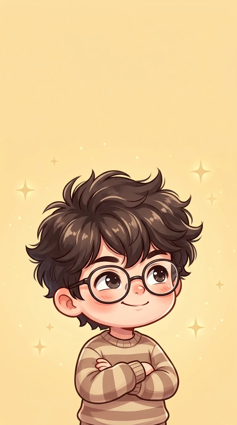 Cute Smug Chibi Boy Striped Shirt Wallpaper - Free 4K mobile Wallpaper