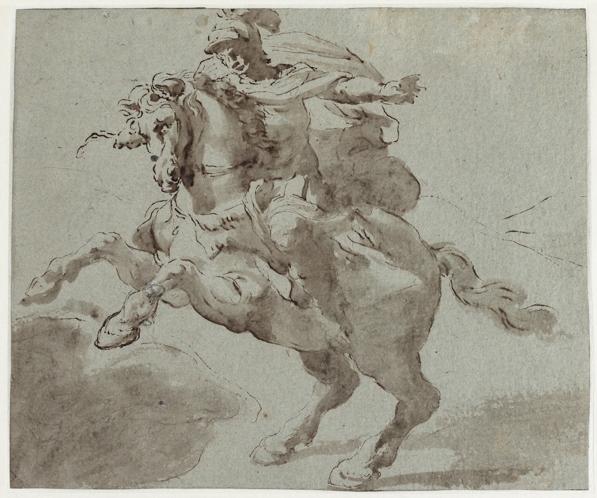 Marcus Curtius kaster sig med sin hest i kløften
