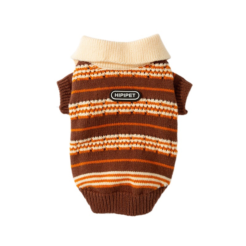 Striped knitted jacket for small dogs, autumn and winter