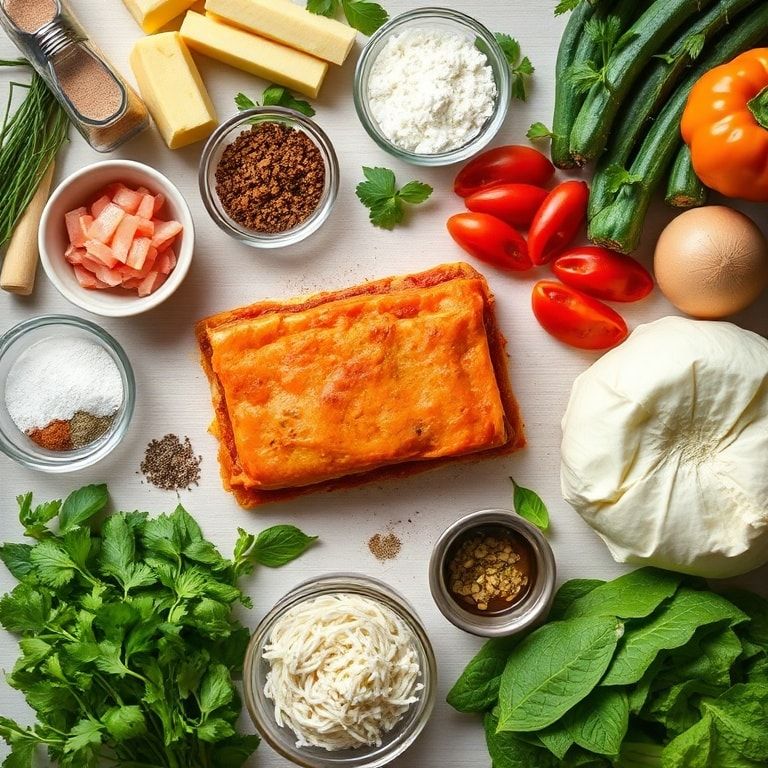 Ingredients for Classic Homemade Lasagna Recipe for Easy Family Dinner - Quick & Comforting
