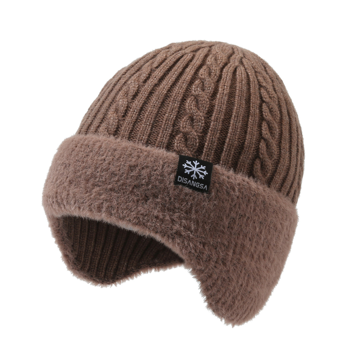 Winter set: knitted beanie and scarf, lined