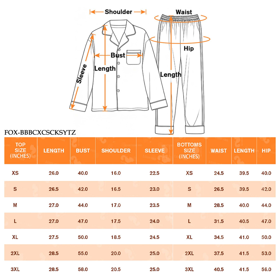 AOP FOX Plain Long Sleeve Pajama Set