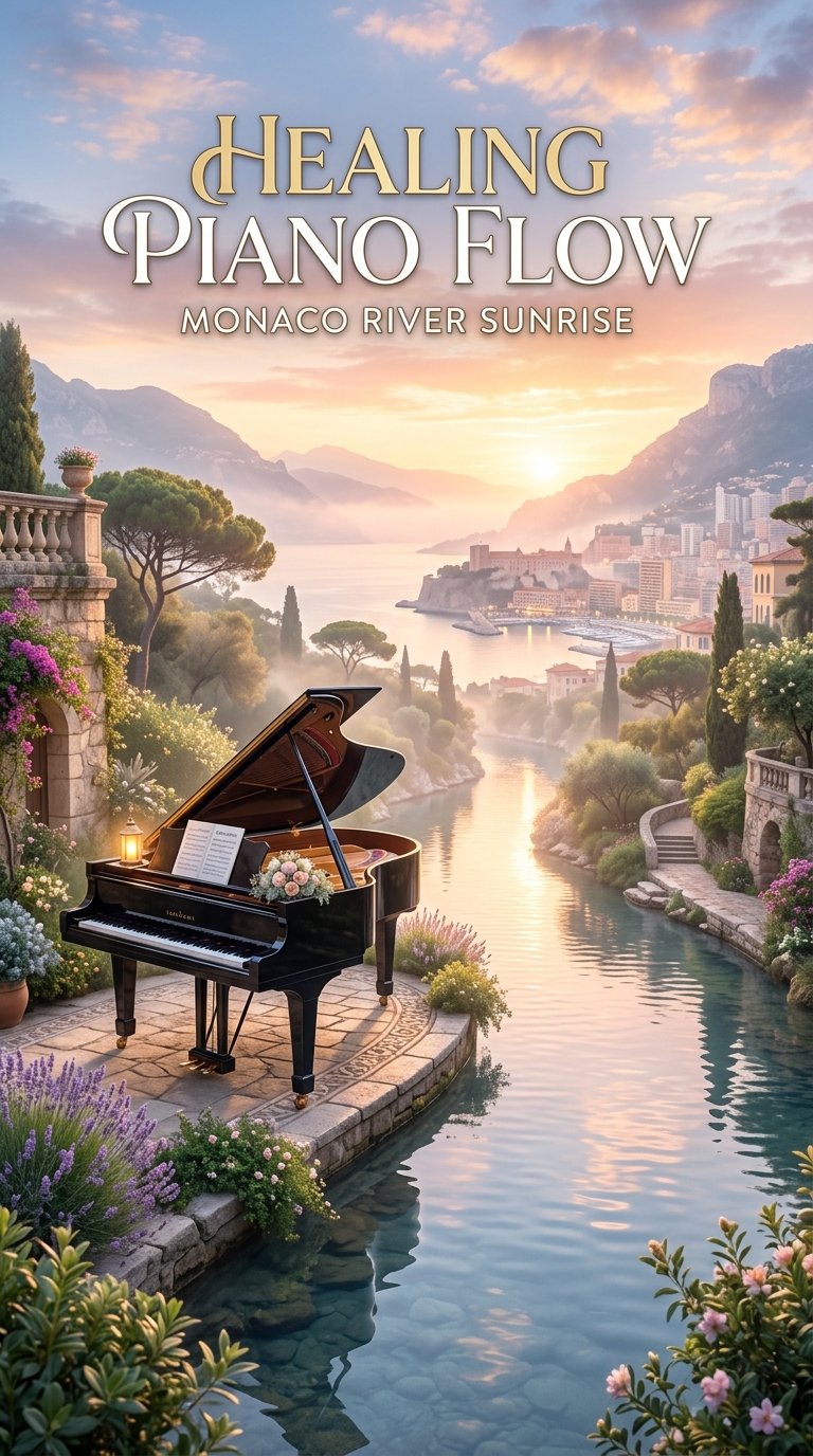 Healing Piano Flow – Monaco River Sunrise | Deep Sleep & Focus #shorts