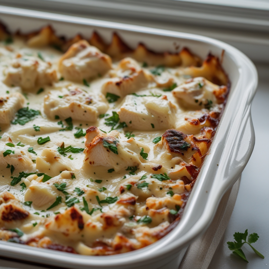 High-Protein Chicken Alfredo Bake for Easy Low-Carb Meal Prep | Quick & Homemade