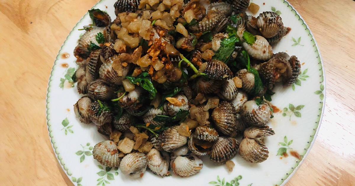 Sò huyết rang tóp tỏi