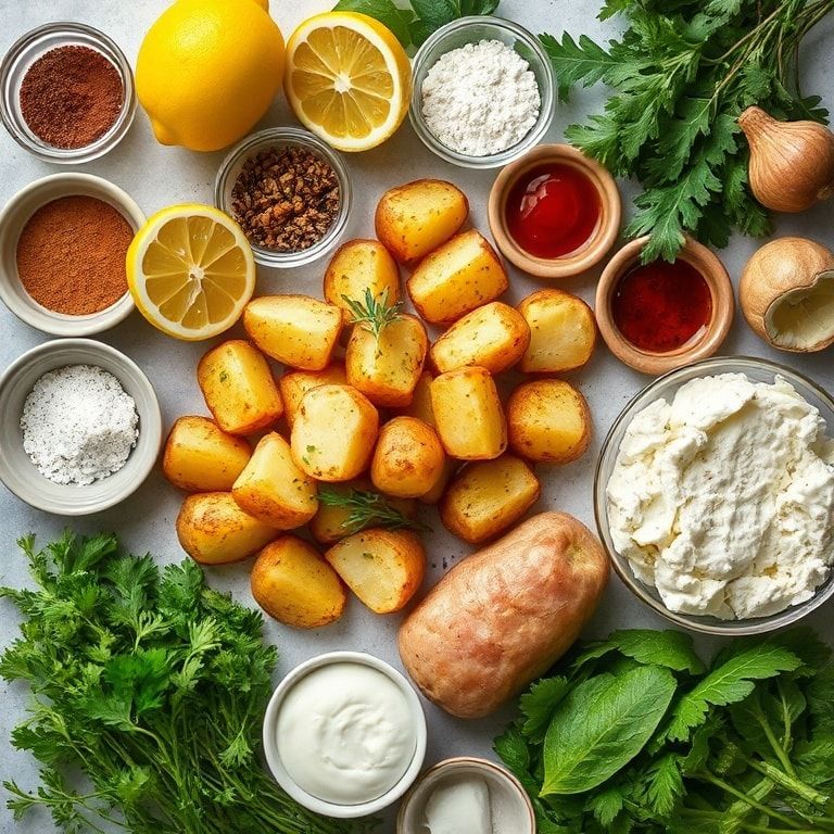 Ingredients for Crispy Greek Lemon Potatoes Authentic Flavor – Easy Homemade Side Dish