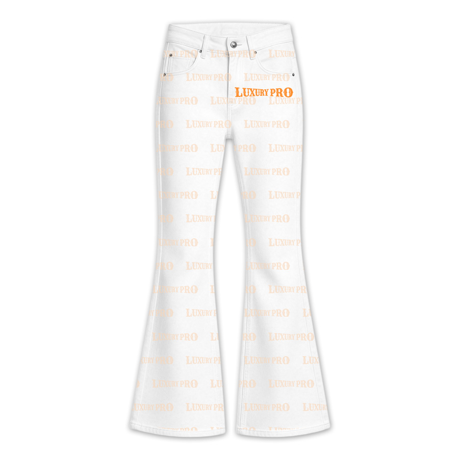 AOP Faux Denim Flare Jeans