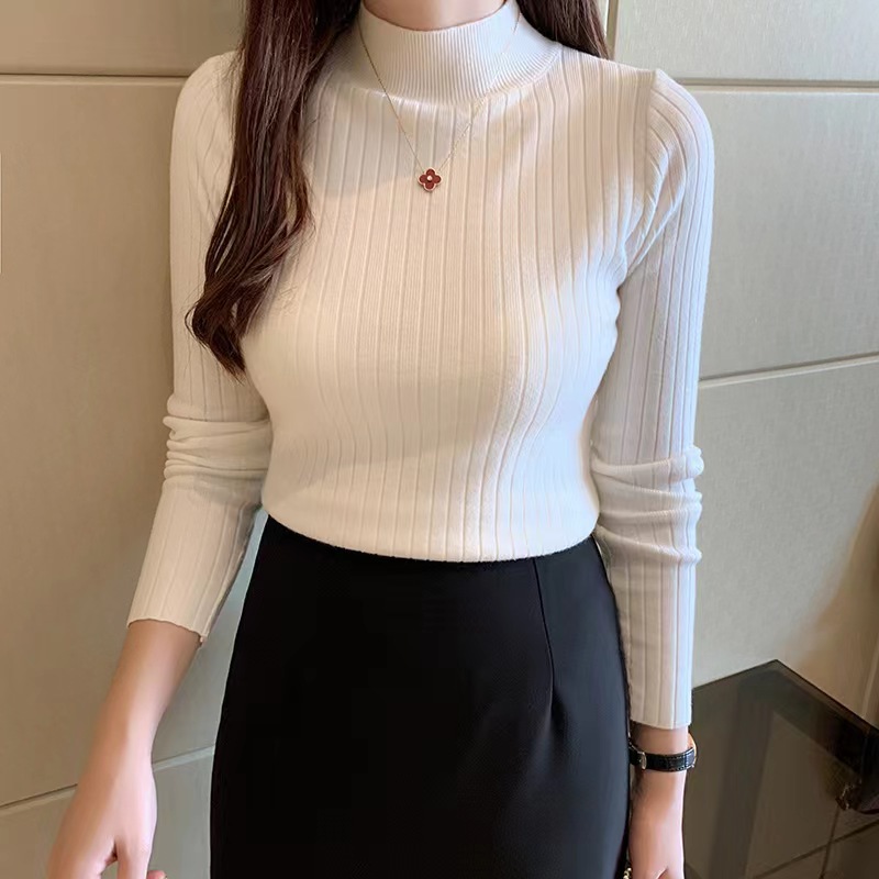 Damen-Strickpullover mit Stehkragen, dünn