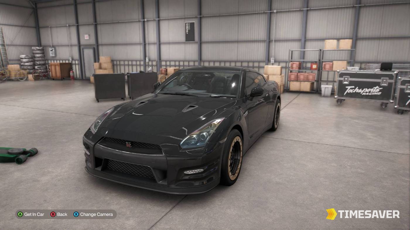 A tuned 2012 Nissan GT-R Black Edition R35 in the Forza Horizon 6 garage — the buy-it-now drag-record contender