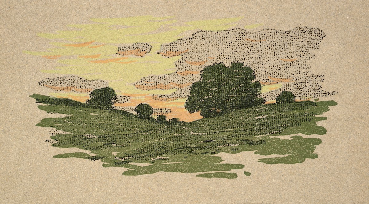 Ipswich Prints Willow Tree And Sunset Clouds 1902