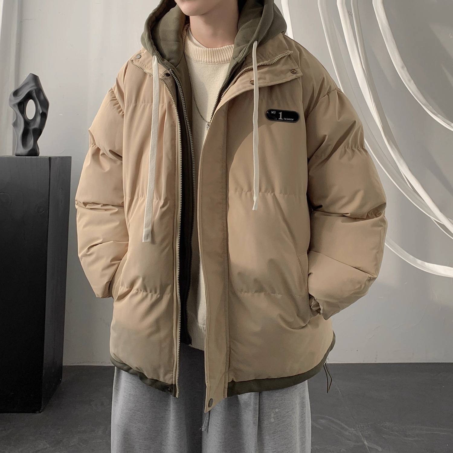 Men's Winter Jacket, Hood, Padded, Loose Fit